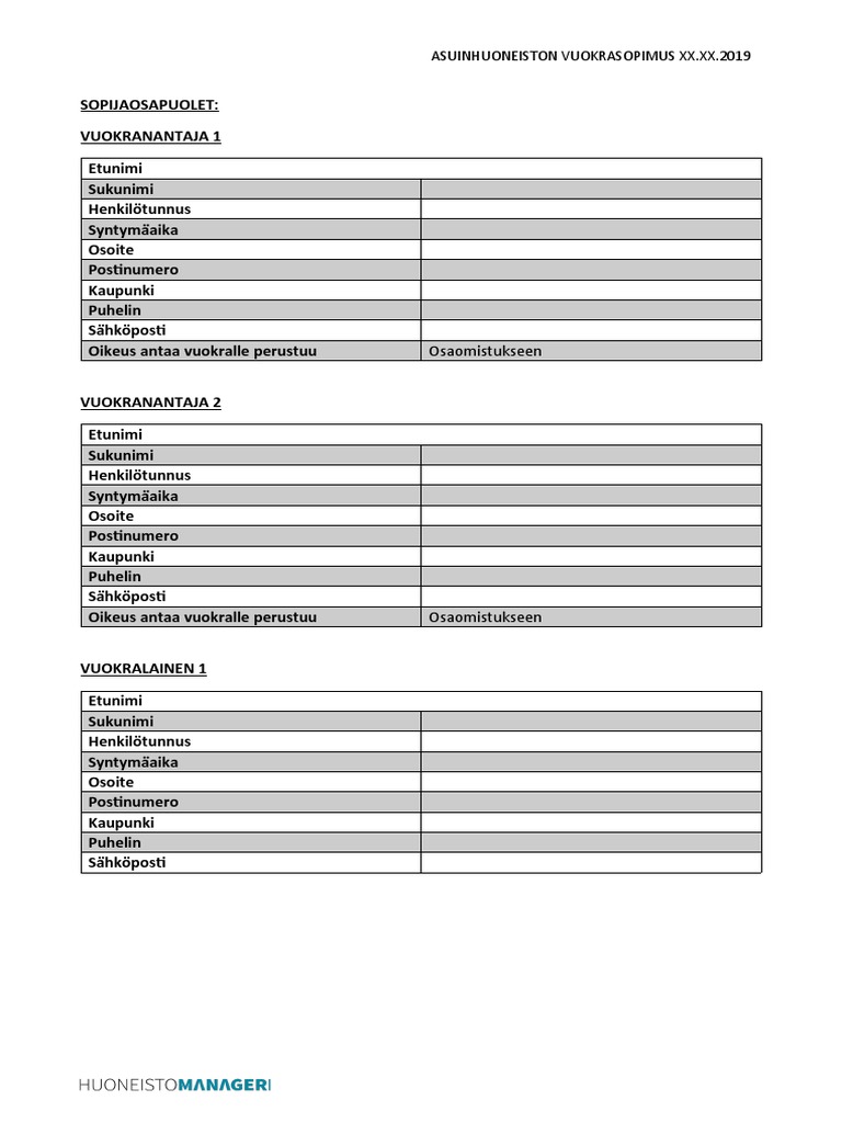 Vuokrasopimuspohja huoneistomanageri pdf