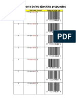 Códigos de barra de los ejercicios propuestos