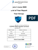 Term 3 June 2020 End of Year Report Year Group