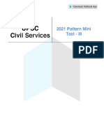 UPSC Civil Services - 2021 Pattern Mini Test - III