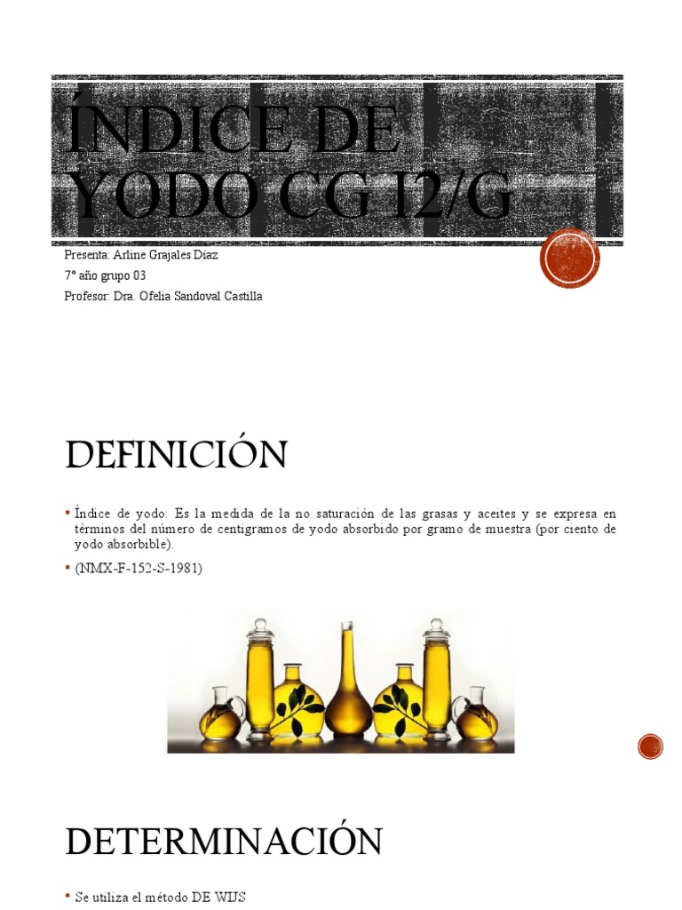 Índice de Yodo en Aceites y Grasas | PDF | Valoración | Química