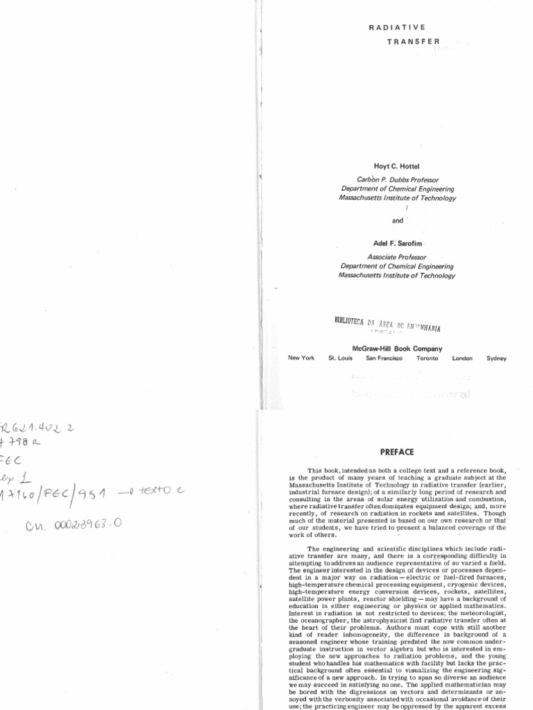 Radiative Transfer - Hottel Sarofin | PDF | Reflection (Physics) | Sphere