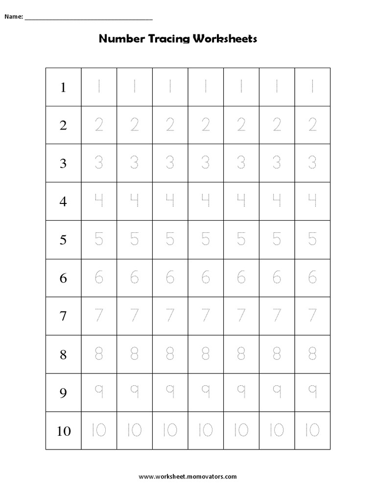 Number Tracing Worksheets PDF