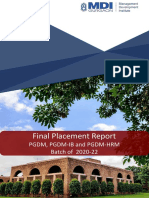 MDI Gurgaon Final Placement Report Batch 2020-22