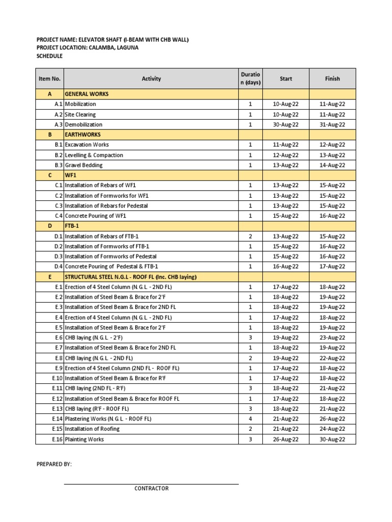 Elevator Schedule PDF Real Estate Architectural Elements