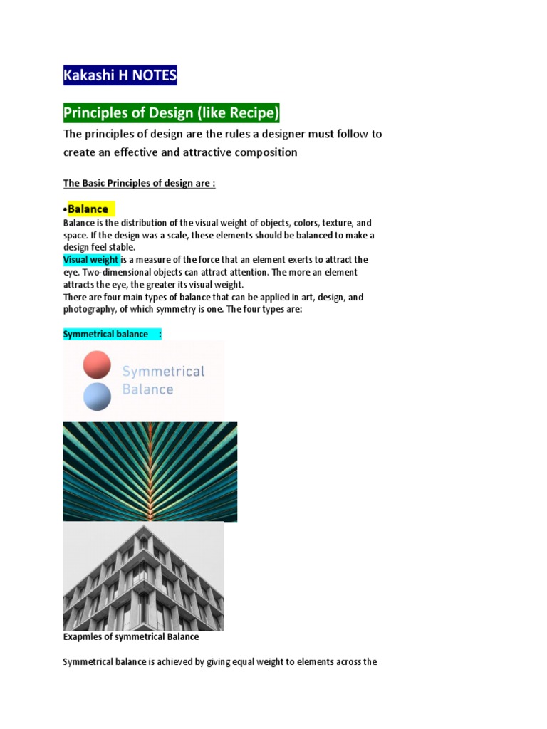 Principles of Design Explained | PDF | Composition (Visual Arts) | Symmetry