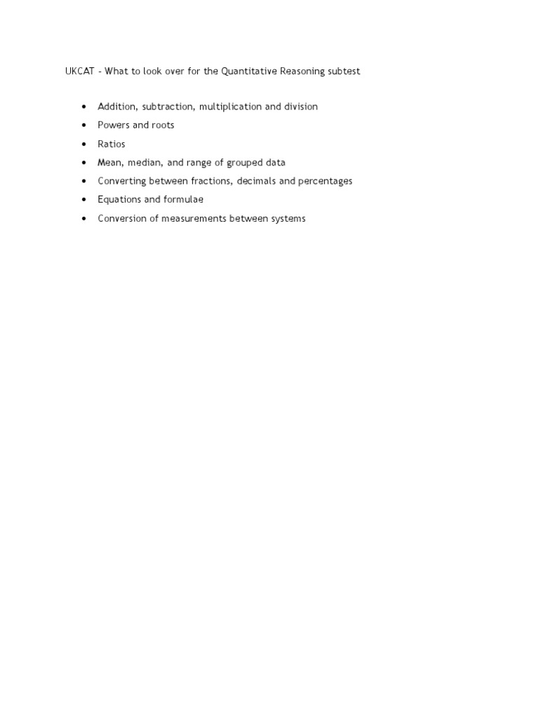 UKCAT Quantitative Reasoning Guide | PDF