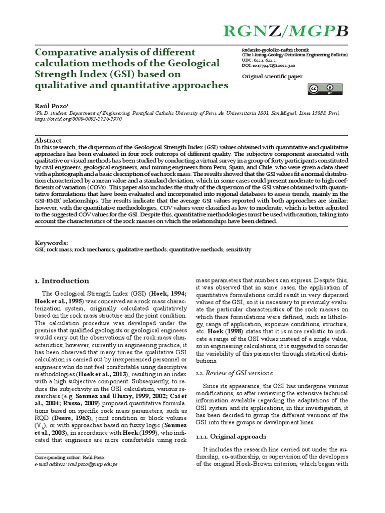 Comparative Analysis of Different Calculation Methods of The Geological ...