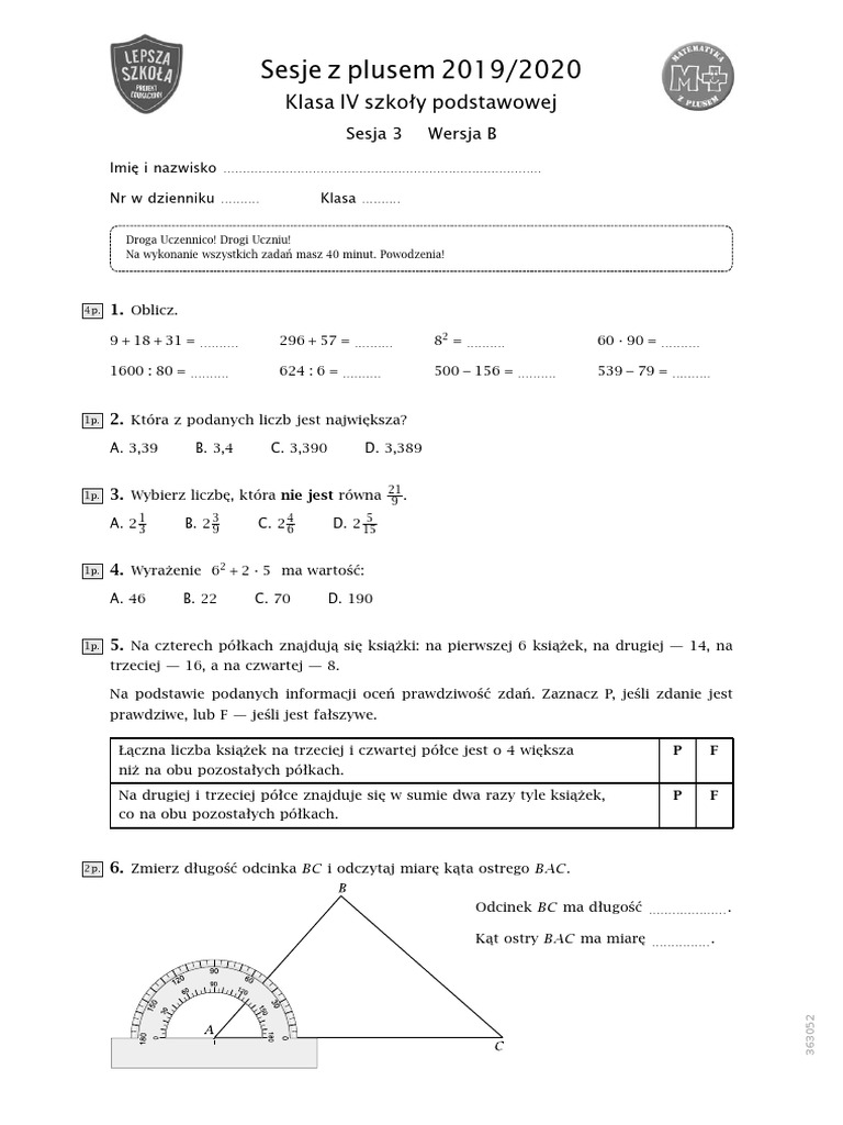 Sesja 3 Z Plusem Klasa 6 III Sesja Z Plusem | PDF