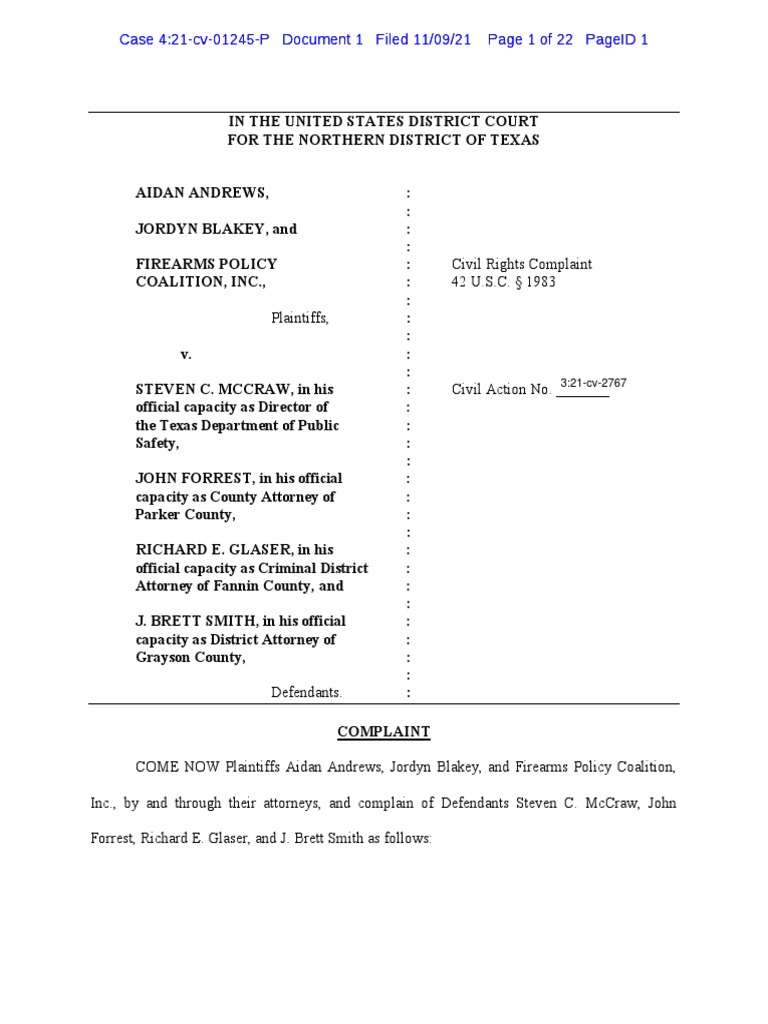Andrews v mccraw complaint pdf second amendment to the united