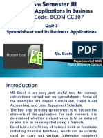 Unit 3 Introduction To Ms-Excel