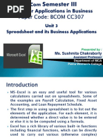 Unit 3 Introduction To Ms-Excel