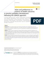 Using Patient Values and Preferences To Inform The Importance of Health Outcomes in Practice Guideline Development Following The GRADE Approach