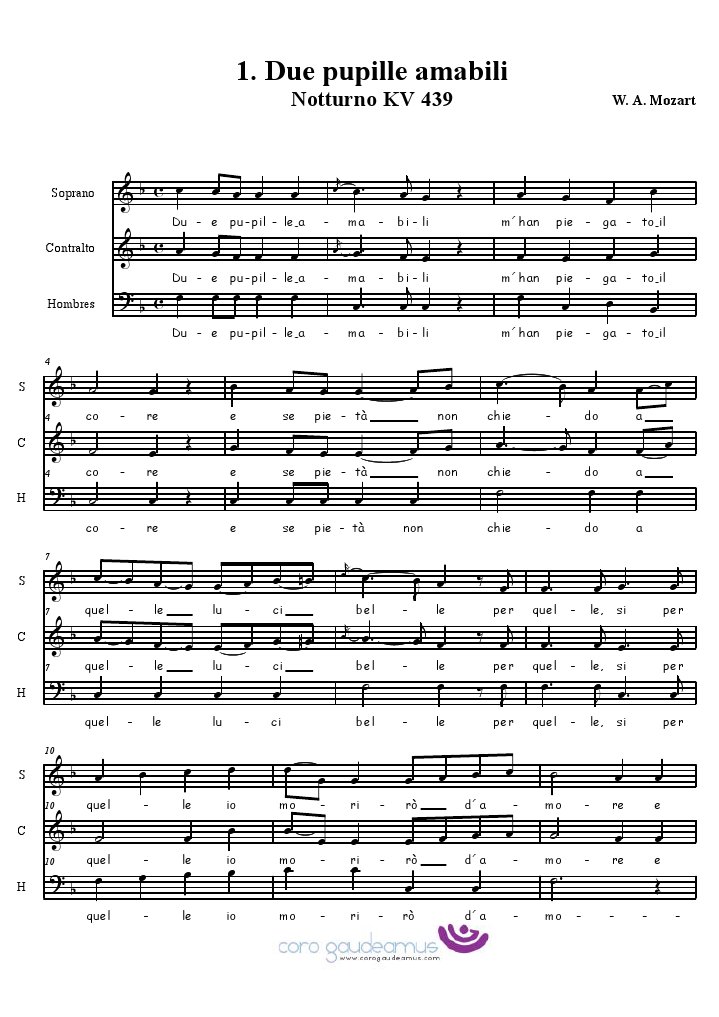 Mozart - Due Pupille Amabili | PDF