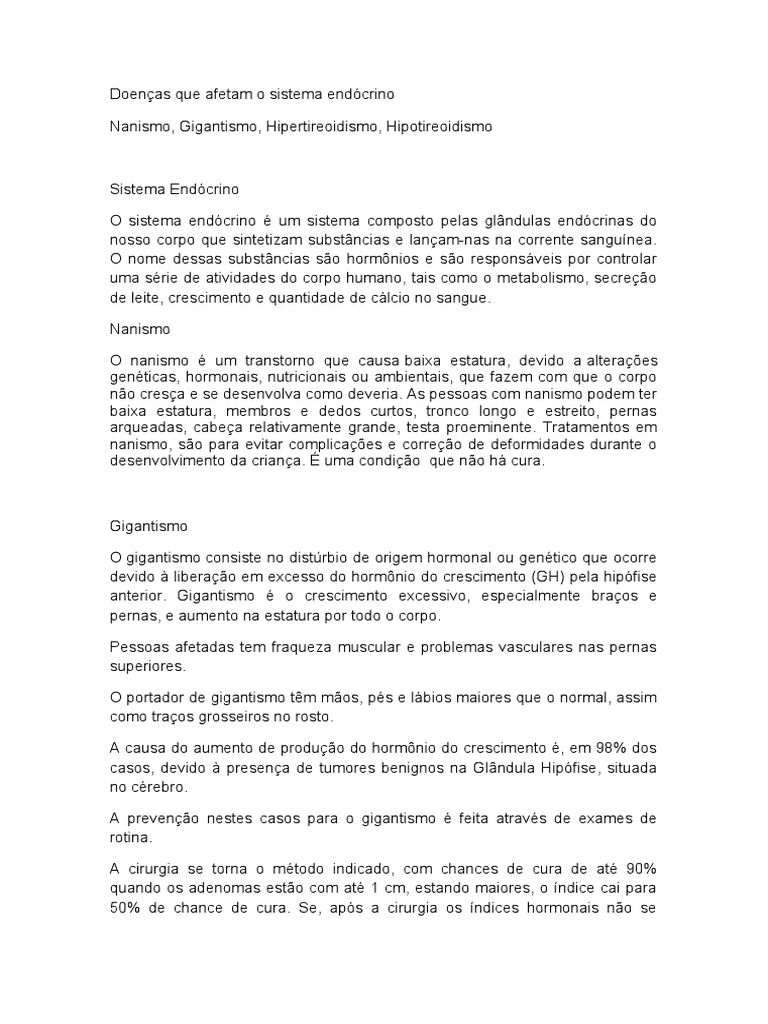 Doenças Que Afetam O Sistema Endócrino Pdf Tireoide Hipertireoidismo
