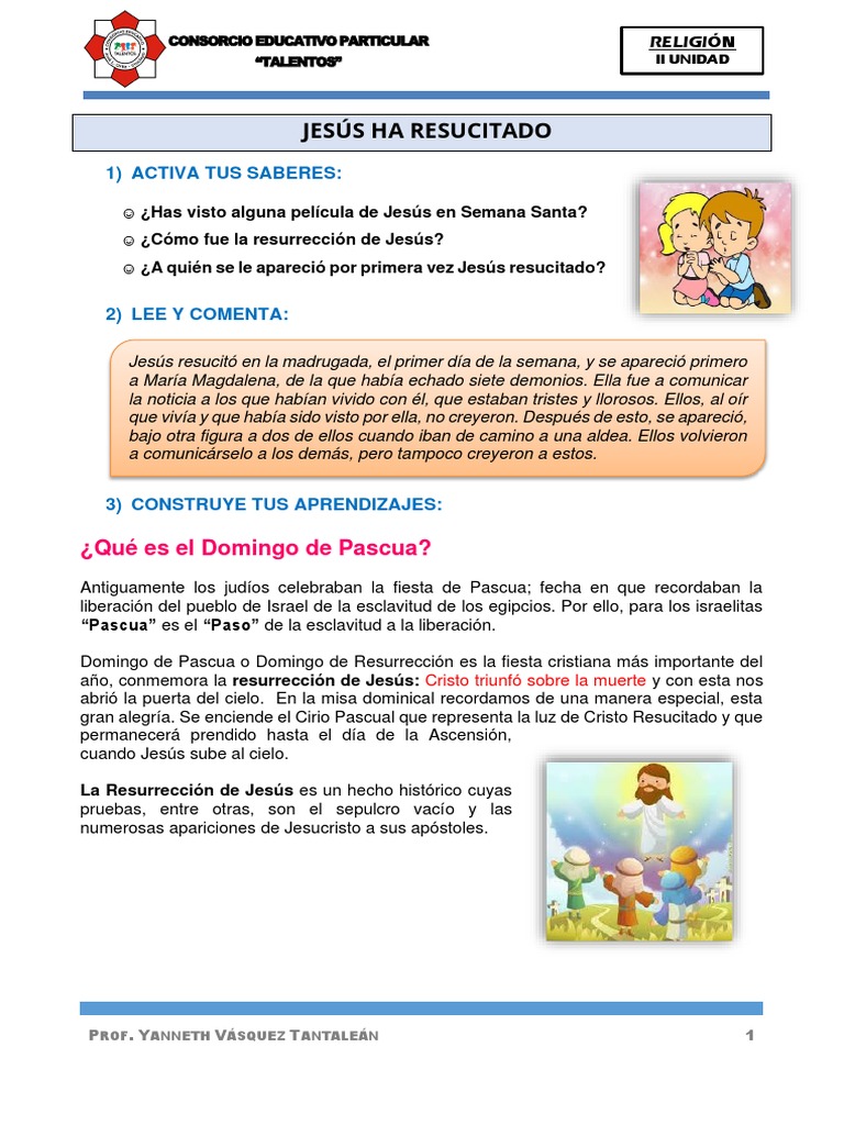 Actividades sobre la Resurrección de Jesús | PDF | Pascua de ...
