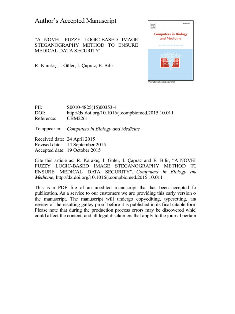 A Novel Fuzzy Logic-Based Image Steganography Method To Ensure Medical ...