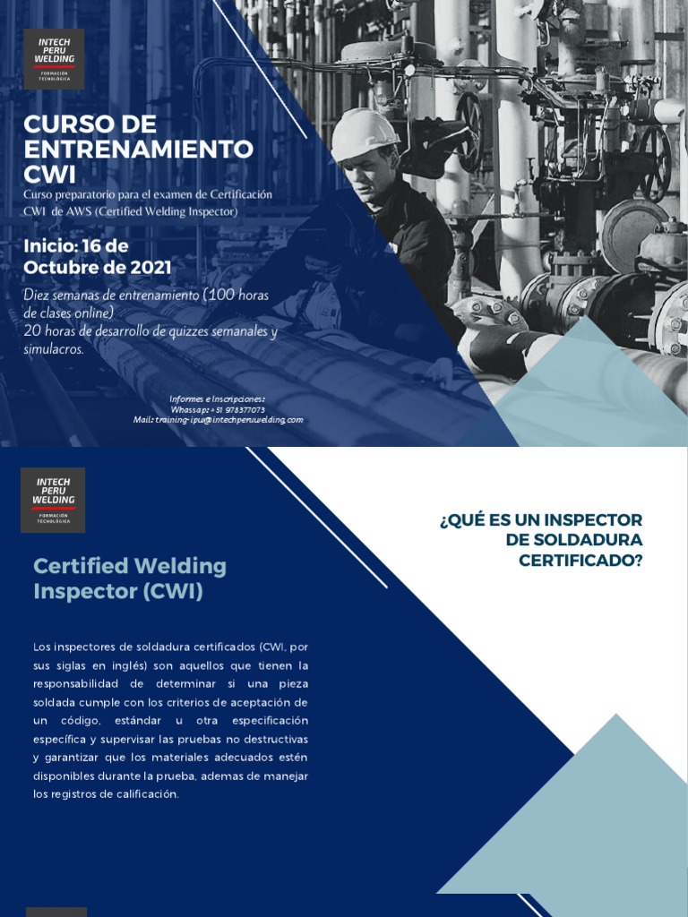 Curso de Entrenamiento CWI 2021 | PDF | Prueba (evaluación) | Soldadura
