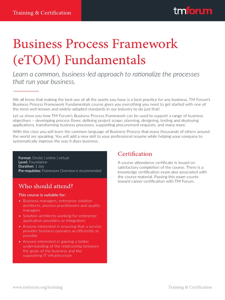 2-21078 Training Datasheets-Etom F | PDF | Business Process | Business