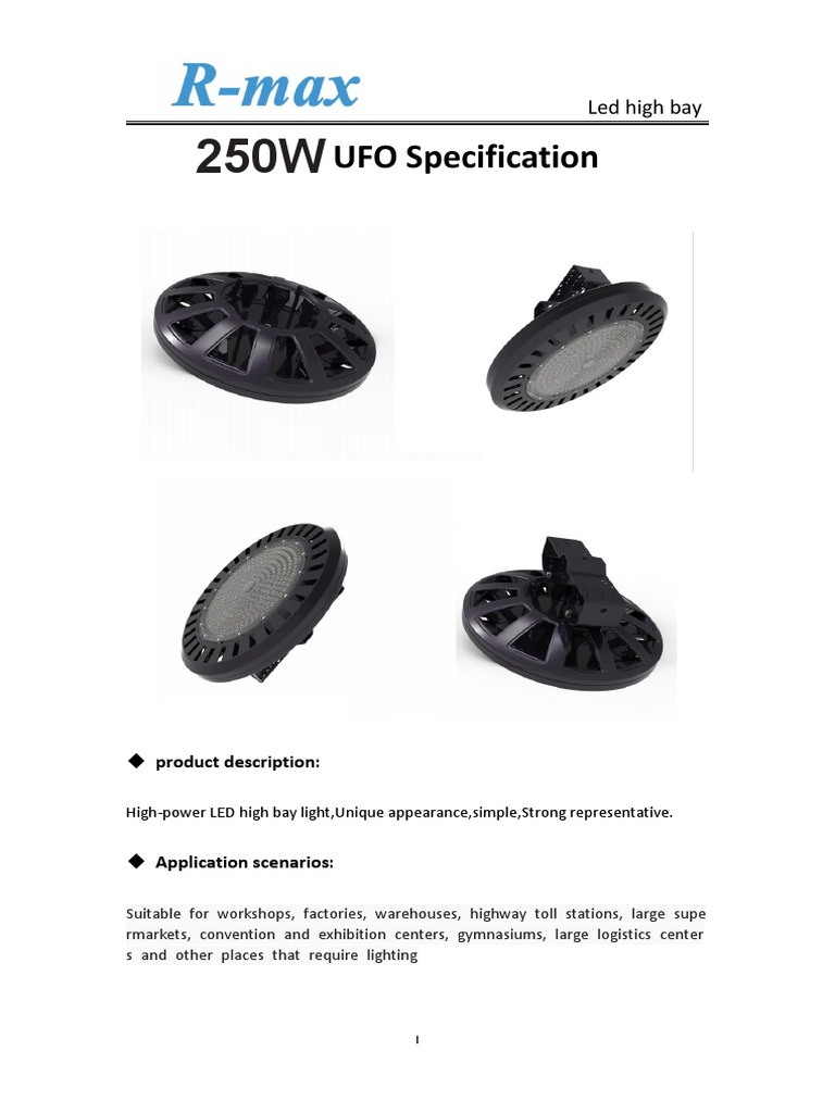 Rmax Led Ufo 250W Datasheet | PDF