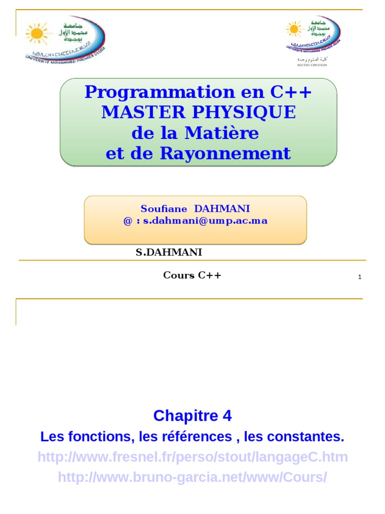 Cours de Programmation en C++ | PDF | Variable (informatique) | C