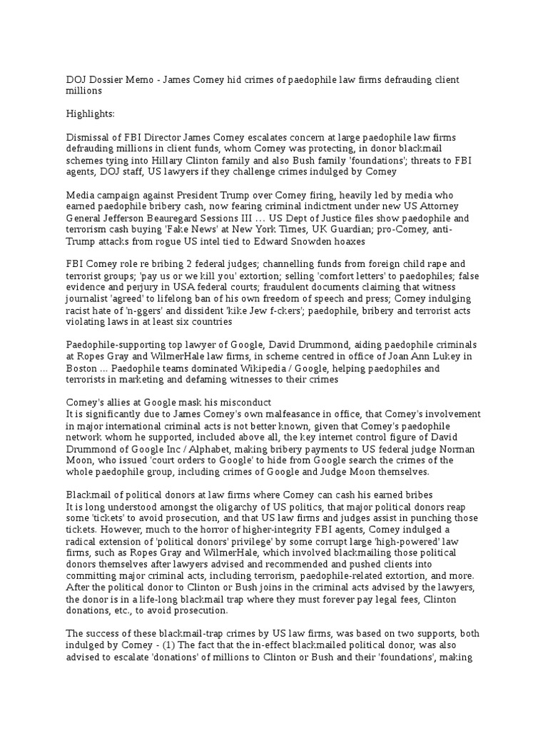 Memo Comey Paedophile | PDF | Edward Snowden | James Comey