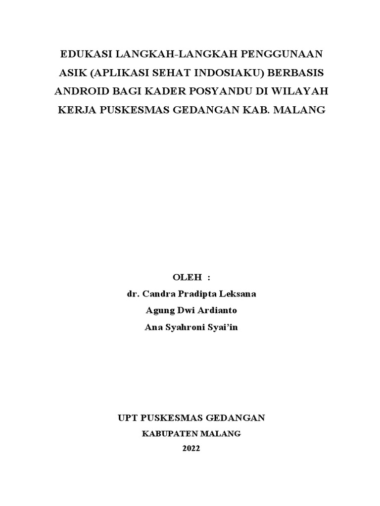 Panduan Penggunaan Aplikasi ASIK | PDF