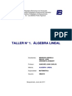 Taller de Algebra Lineal de GRISEILA MENDOZA