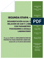 SEGUNDA ETAPA- BIOAMENTACIÓN ALGAL Y RELACION DE GSM Y 2-MIB CON PARAMETROS FISICOQUIMICOS