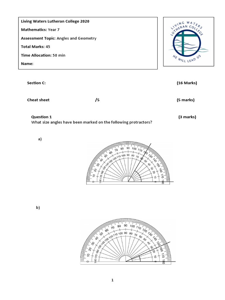 Angles and Polygons Test | PDF | Elementary Mathematics | Geometric Shapes
