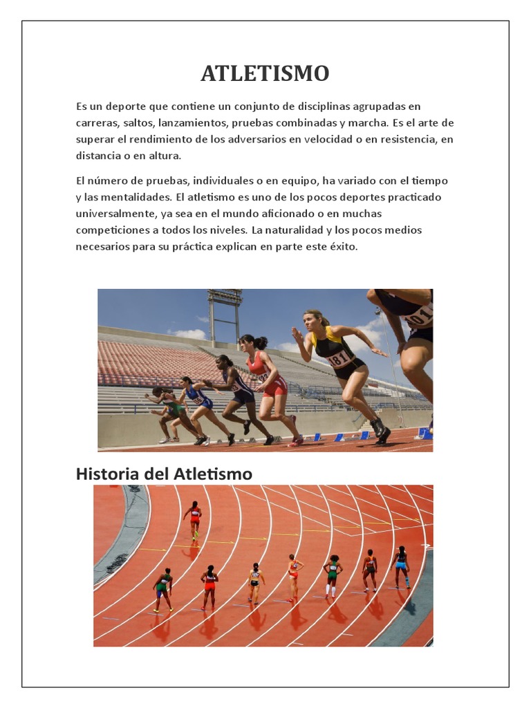 Historia y modalidades del atletismo | PDF | Deporte del atletismo ...