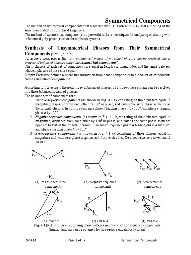 01f symmetrical components pdf transformer electrical engineering