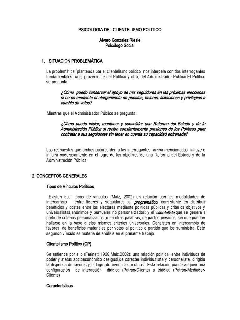 Psicología del Clientelismo Político | PDF | Democracia | Ideologías ...