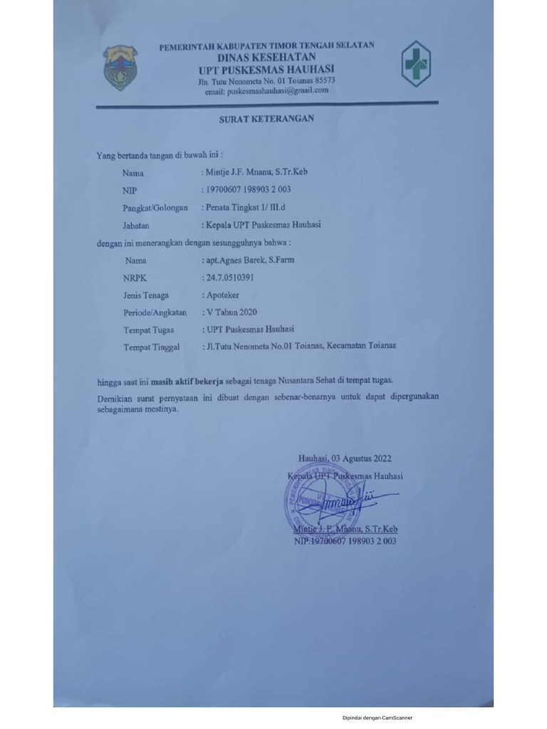 Surat Keterangan Aktif Bekerja-1 | PDF
