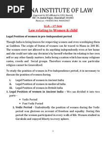 L-6th Sem (Eng Notes) Law Relating To Women and Child