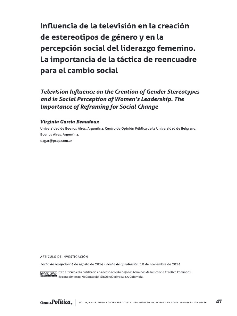 U5 - Influencia de La Televisión en La Creación de Estereotipos de ...