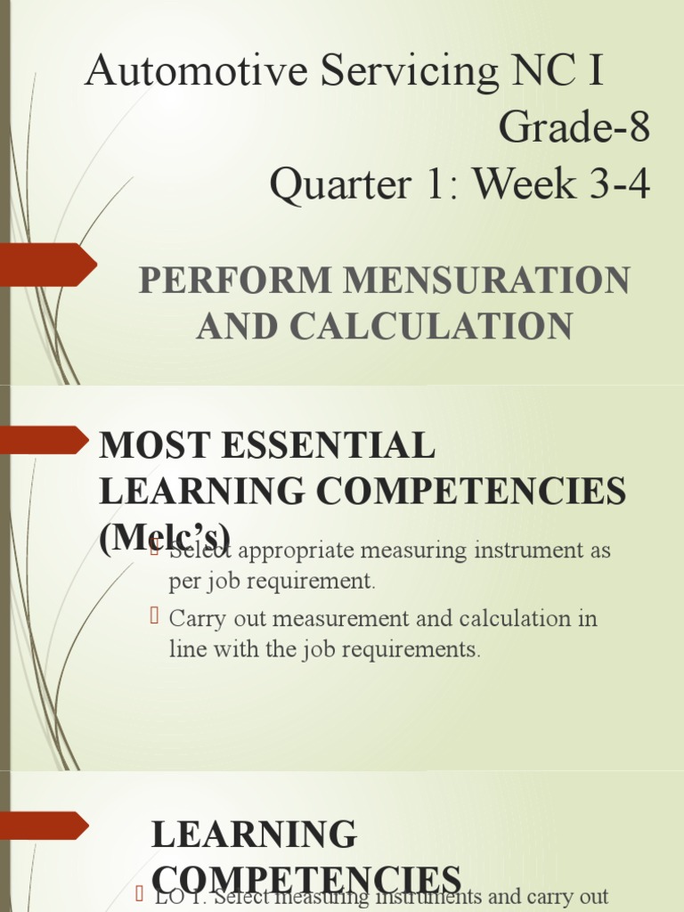 AUTOMOTIVE SERVICING NC I Dmpresentation PDF Learning Rubric (Academic)