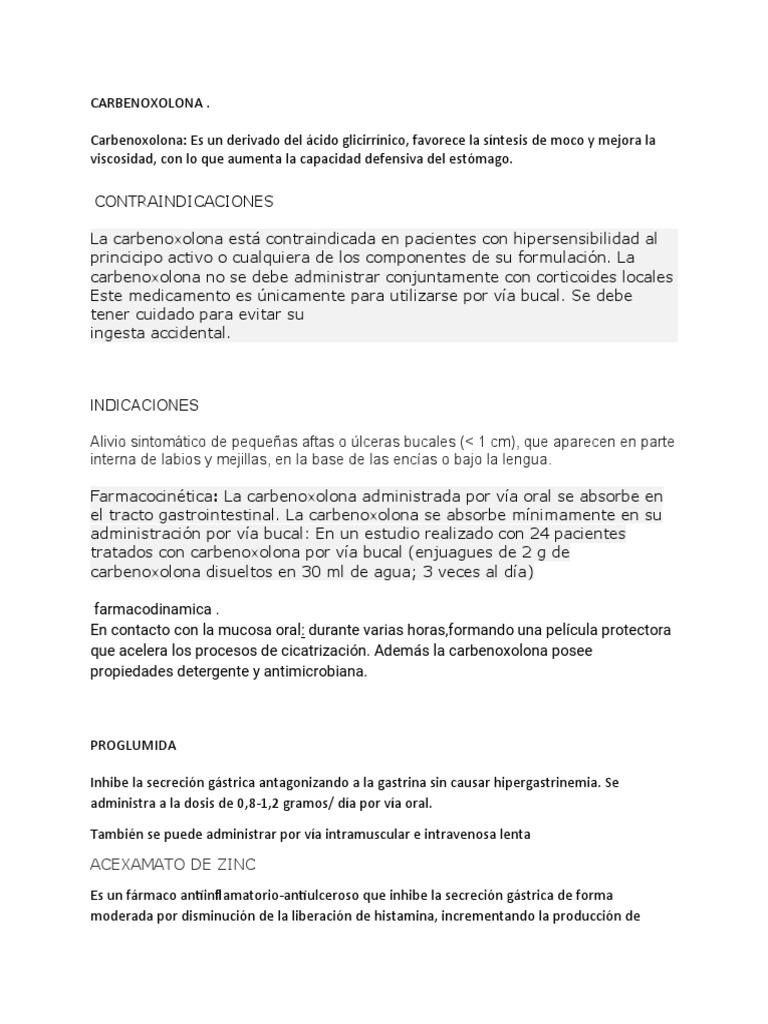 Proglumida y Carbenoxolona en Tratamientos | PDF | La enfermedad por ...