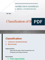 Classification of Bricks: Ce8391 Construction Materials