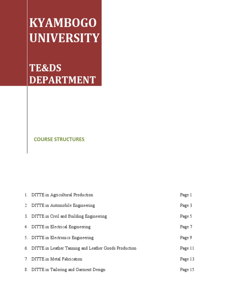 Kyambogo University Engineering Course Structures | PDF | Engineering ...