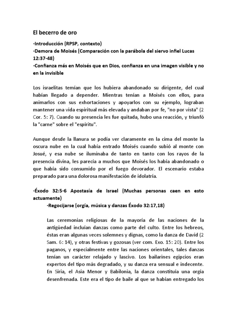 El Becerro De Oro Pdf Moisés Creencia Religiosa Y Doctrina