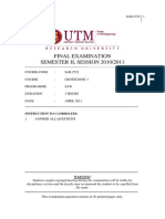 Final Examination Semester Ii, Session 2010/2011: Instruction To Candidates