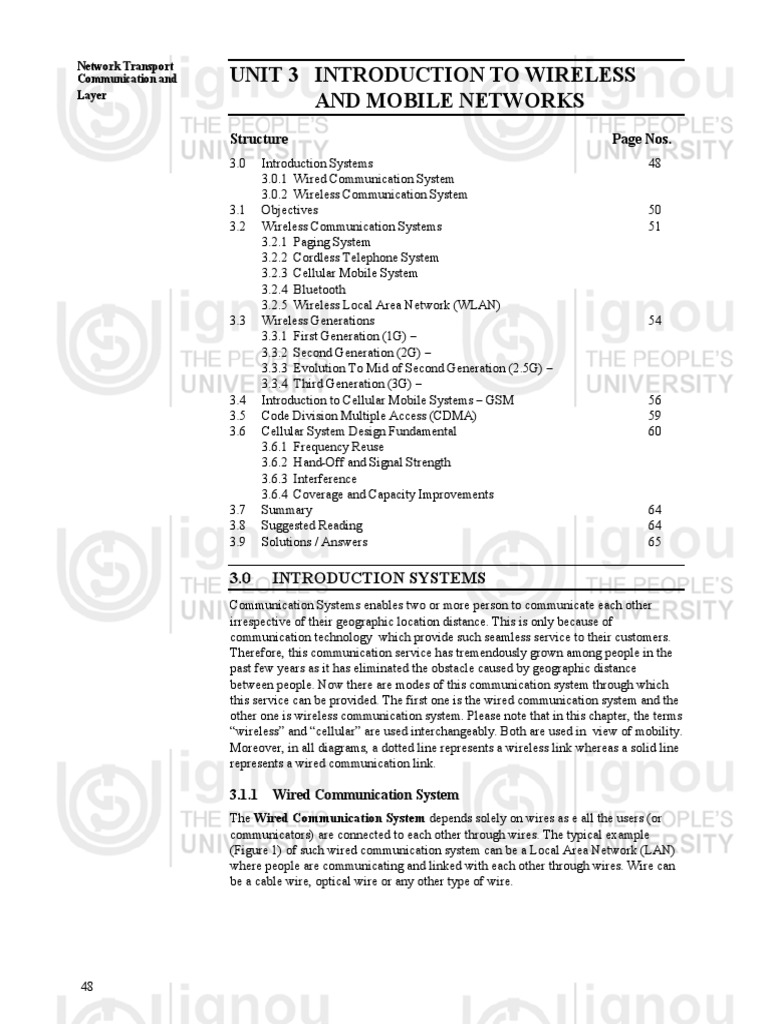 Unit 3 Introduction To Wireless and Mobile Networks Structure Page Nos