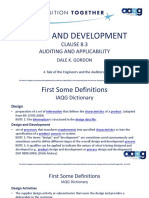 Design and Development: Clause 8.3 Auditing and Applicability