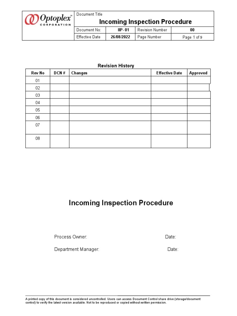 Incoming Inspection Procedure Overview | PDF | Business Process | Business
