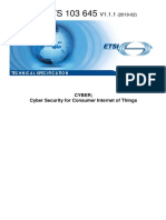 ETSI TS 103 645: Cyber Cyber Security For Consumer Internet of Things