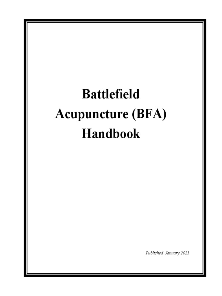 Battlefield Acupuncture (BFA) Handbook Published January 2021 PDF