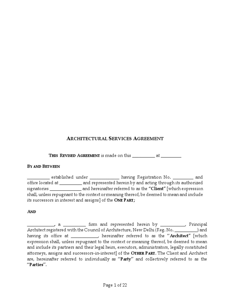 Architectural Services Agreement Sample | PDF | Architect