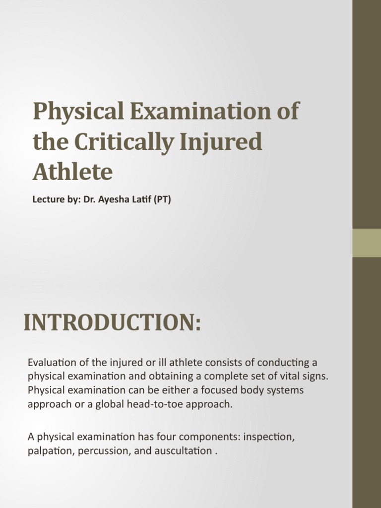 Physical Examination of The Critically Injured Athlete | PDF | Blood ...