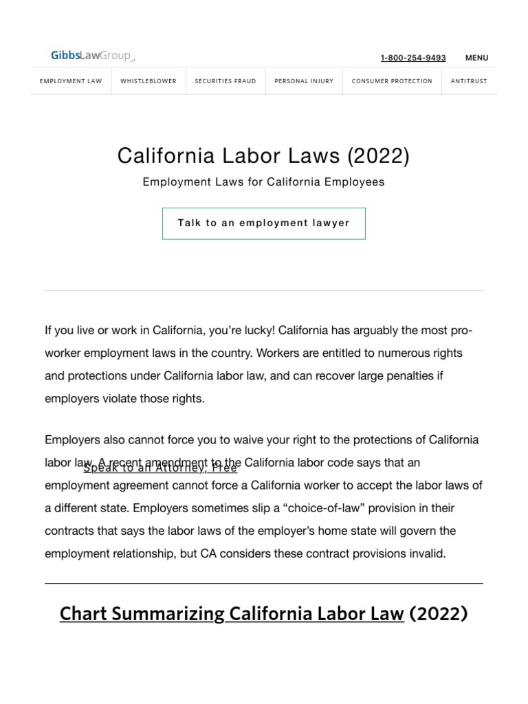 California Labor Laws (2022) Guide To California Employment Law PDF